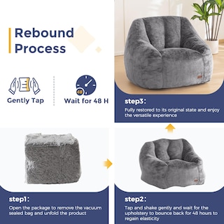 Foto 6 | Foto 6 | Puf Maxyoyo Cómodo Con Respaldo De Piel Sintética  Color Gris - Venta Internacional.