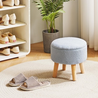 Foto 5 | Foto 5 | Taburete Otomano Con Almacenamiento Ibuyke Wbd006h  33 Cm  Gris Y Azul - Venta Internacional.
