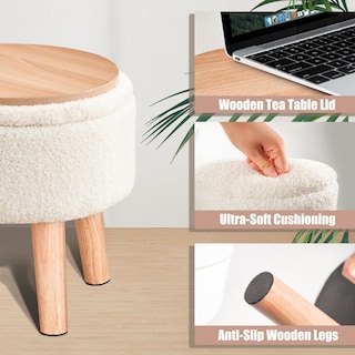 Foto 4 | Foto 4 | Otomana De Almacenamiento Poofzy Small White Sherpa Para Sala De Estar - Venta Internacional.