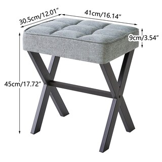 Foto 6 | Foto 6 | Taburete De Maquillaje Ibuyke Cuadrado Con Reposapiés En X Azul Y Gris Lg-70l - Venta Internacional.