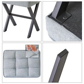 Foto 7 | Foto 7 | Taburete De Maquillaje Ibuyke Cuadrado Con Reposapiés En X Azul Y Gris Lg-70l - Venta Internacional.