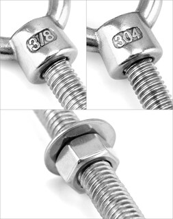 Foto 4 | Foto 4 | Eyelos Roscados Qwork 3/8 X 6 De Acero Inoxidable Marino Paquete De 5 - Venta Internacional.