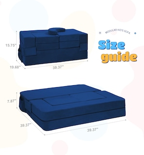 Foto 2 | Foto 2 | Sofá Modular Para Niños Sofá Convertible Elftopia De Felpa Azul Marino - Venta Internacional.