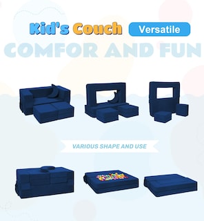 Foto 3 | Foto 3 | Sofá Modular Para Niños Sofá Convertible Elftopia De Felpa Azul Marino - Venta Internacional.