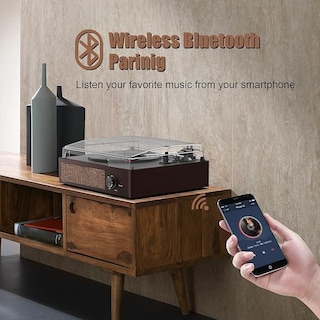 Foto 2 | Foto 2 | Plato Giratorio De Vinilo Mersoco Bluetooth Portátil De 3 Velocidades De Madera Natural - Venta Internacional.