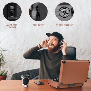 Foto 5 | Foto 5 | Tocadiscos De Vinilo Retrolife Portátil De 3 Velocidades Con Bluetooth - Venta Internacional.