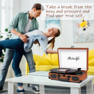 Foto 7 | Foto 7 | Tocadiscos De Vinilo Retrolife Portátil De 3 Velocidades Con Bluetooth - Venta Internacional.