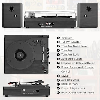 Foto 5 | Foto 5 | Reproductor De Discos De Vinilo Retrolife Con Bluetooth De 3 Velocidades Y 2 Altavoces - Venta Internacional.