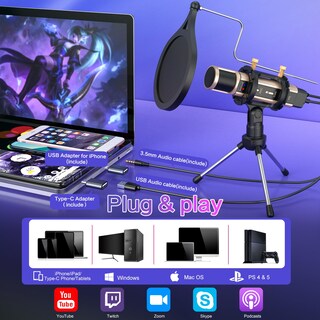 Foto 2 | Foto 2 | Micrófono De Grabación Zealsound Con Usb Y 3 5 Mm Para Iphone Y Pc - Venta Internacional.