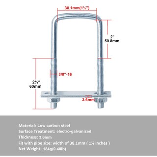 Foto 2 | Foto 2 | Perno Cuadrado En U Yidu69q Para Remolque  3 8 X 3 8 X 11 7 Cm  10 Unidades - Venta Internacional.