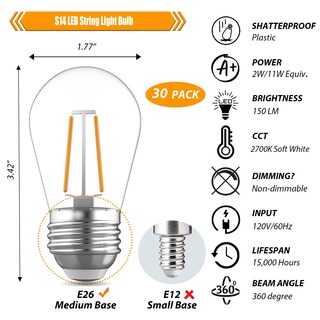 Foto 2 | Foto 2 | Bombillas De Repuesto Winsaled S14 Irrompibles Led Para Exteriores 2 W - Venta Internacional.