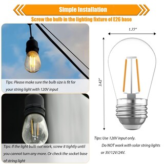 Foto 5 | Foto 5 | Bombillas De Repuesto Winsaled S14 Irrompibles Led Para Exteriores 2 W - Venta Internacional.