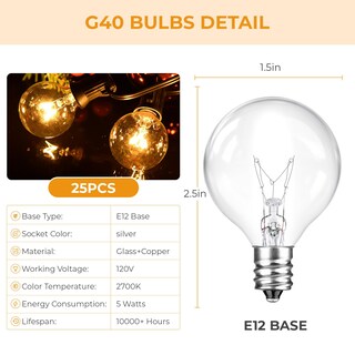Foto 3 | Foto 3 | Bombillas De Repuesto Huazhqing G40 Incandescentes De 5 W 120 V (paquete De 25) - Venta Internacional.