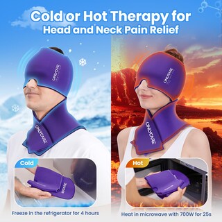 Foto 4 | Foto 4 | Juego De Bolsas De Hielo Para Cuello Y Gorro Para Aliviar La Migraña Onlycare - Venta Internacional.