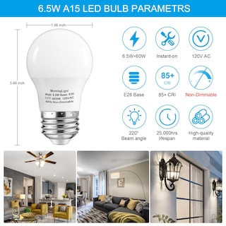 Foto 2 | Foto 2 | Paquete De 6 Bombillas Led Morninglight A15 6 5 W 600 Lm 4000 K E26 - Venta Internacional.
