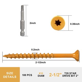 Foto 2 | Foto 2 | Tornillos De Cubierta Fmjdnls De 6 35 Cm 100 Unidades #10 × 6 35 Cm Recubiertos De Epoxi Color Canela - Venta Internacional.