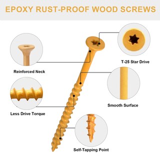 Foto 4 | Foto 4 | Tornillos De Cubierta Fmjdnls De 6 35 Cm 100 Unidades #10 × 6 35 Cm Recubiertos De Epoxi Color Canela - Venta Internacional.