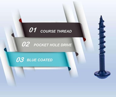 Foto 5 | Foto 5 | Tornillos Lupanter #8 × 1 Pulgada Con Orificio De Bolsillo 500 Unidades Revestidos De Azul - Venta Internacional.