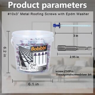 Foto 3 | Foto 3 | Tornillos Metálicos Para Techos Bobibbi 10 X 7 62 Cm Color Azul 250 Unidades - Venta Internacional.