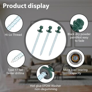 Foto 2 | Foto 2 | Tornillos Metálicos Para Techos Bobibbi 10 X 6 35 Cm Color Verde 250 Unidades - Venta Internacional.