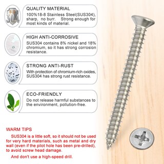 Foto 2 | Foto 2 | Tornillos Para Madera Easekinder 304 De Acero Inoxidable #10 X 2 (35 Piezas) - Venta Internacional.