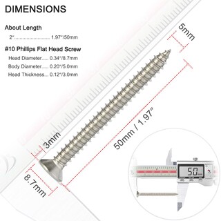 Foto 5 | Foto 5 | Tornillos Para Madera Easekinder 304 De Acero Inoxidable #10 X 2 (35 Piezas) - Venta Internacional.
