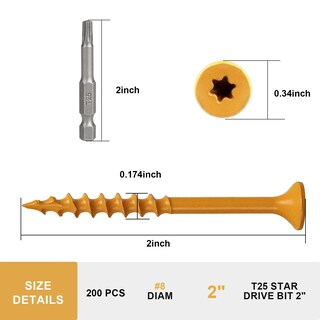 Foto 2 | Foto 2 | Tornillos De Cubierta Fmjdnls 5 Cm Madera #8 × 5 Cm 200 Unidades Revestidos De Epoxi Color Canela - Venta Internacional.