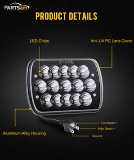 Foto 5 | Foto 5 | Faros Led Partsam H6054 7x6 5x7 Antideslumbrantes Hi/low X2 - Venta Internacional.