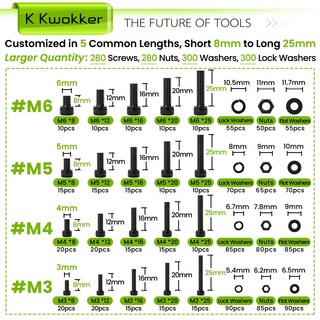 Foto 4 | Foto 4 | Kit Surtido De Tuercas Y Tornillos Kwokker Kwokker M3-m6 1160 Piezas - Venta Internacional.