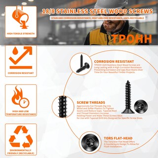 Foto 4 | Foto 4 | Tornillos Para Madera Tpohh #10 X 3 8 Cm De Cabeza Plana Torx/star 18-8 Ss - Venta Internacional.