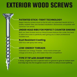 Foto 2 | Foto 2 | Tornillos Para Madera Phillips Velocity Exterior #10x4 (260 Piezas) - Venta Internacional.