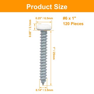 Foto 2 | Foto 2 | Tornillos Lifcratms #6 X 1 Cabeza Plana De Acero Inoxidable Blanco (120) - Venta Internacional.