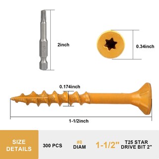 Foto 2 | Foto 2 | Tornillos De Cubierta Fmjdnls 3 8 X 3 8 Cm Madera #8 × 3 8 Cm 300 Unidades Resistentes A La Corrosión - Venta Internacional.