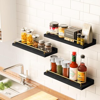 Foto 6 | Foto 6 | Estantes Flotantes Ryofobetto Para Decoración De Pared Color Negro Y Dorado (juego De 3) - Venta Internacional.