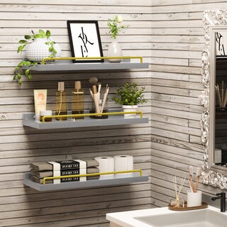 Foto 3 | Foto 3 | Estantes Flotantes Ryofobetto Para Decoración De Pared Gris/dorado (juego De 3) - Venta Internacional.