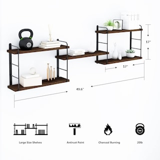 Foto 3 | Foto 3 | Estantes Flotantes Mxcse Montados En La Pared De Madera Marrón (5) - Venta Internacional.
