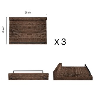 Foto 2 | Foto 2 | Estantería Flotante Ryofobetto  Pequeña Granja  6 X 23 Cm  Juego De 3 Unidades  Color Marrón - Venta Internacional.