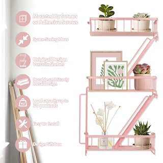 Foto 3 | Foto 3 | Estante Fire Escape Shelf Sweetsage Decoración De Pared 3 Niveles Color Rosa Salvia - Venta Internacional.