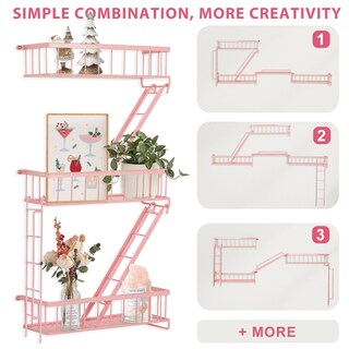 Foto 5 | Foto 5 | Estante Fire Escape Shelf Sweetsage Decoración De Pared 3 Niveles Color Rosa Salvia - Venta Internacional.