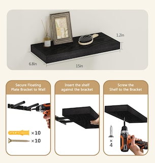 Foto 6 | Foto 6 | Juego De 3 Estantes Flotantes Vervida De Madera Rústica De 38 Cm Para Montar En La Pared - Venta Internacional.