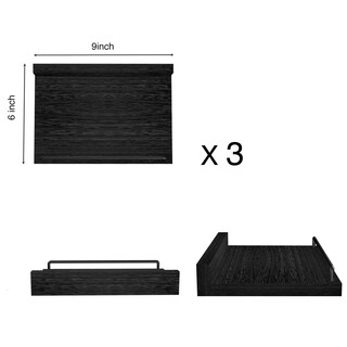 Foto 2 | Foto 2 | Estante Flotante Ryofobetto Small Farmhouse De 6 X 9 Pulgadas Juego De 3 Unidades Color Negro - Venta Internacional.