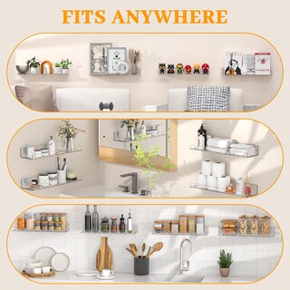 Foto 6 | Foto 6 | Estantes Flotantes Lazyrosy De Acrílico Transparente O Pet Para Montaje En Pared  Paquete De 4 - Venta Internacional.