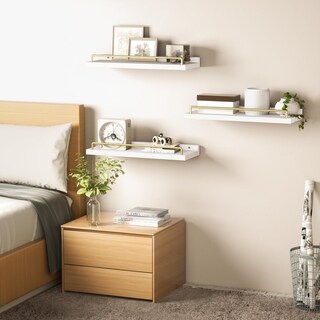 Foto 6 | Foto 6 | Estantes Flotantes Ryofobetto Para Decoración De Pared Color Blanco Y Dorado (juego De 3) - Venta Internacional.