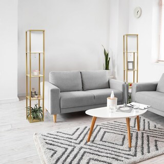 Foto 4 | Foto 4 | Lámpara De Pie Simple Designs Lf1014-tan-2pk Etagere Paquete De 2 Unidades Color Canela - Venta Internacional.