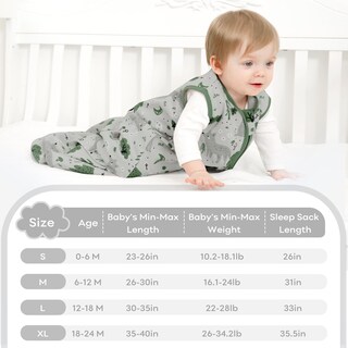 Foto 4 | Foto 4 | Saco De Dormir Yoofoss Para Bebés De 6 A 12 Meses 100% Algodón 0 5 Tog Paquete De 3 - Venta Internacional.