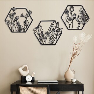 Foto 4 | Foto 4 | Set De 3 Flores Metálicas Oyefly Para Decoración De Pared Diseño De Granja Color Negro - Venta Internacional.