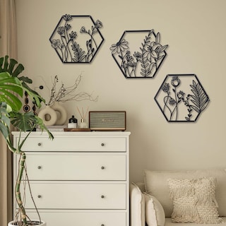 Foto 5 | Foto 5 | Set De 3 Flores Metálicas Oyefly Para Decoración De Pared  Diseño De Granja  Color Negro - Venta Internacional.