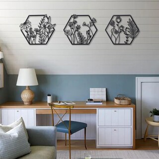 Foto 6 | Foto 6 | Set De 3 Flores Metálicas Oyefly Para Decoración De Pared  Diseño De Granja  Color Negro - Venta Internacional.