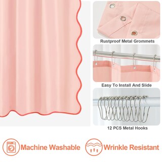 Foto 5 | Foto 5 | Cortina De Ducha Ortigia Rosa Rubor Festoneada Impermeable - Venta Internacional.