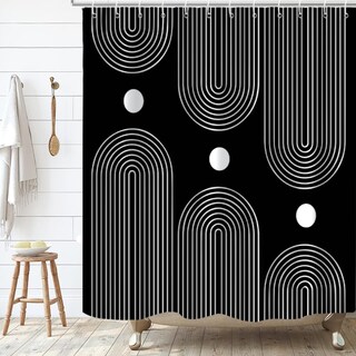 Foto 2 | Foto 2 | Cortina De Ducha Gkleasg  Tela Bohemio Blanca Y Negra De 150 X 180 Cm - Venta Internacional.